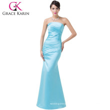 Grace Karin Strapless Pavimento Comprimento Ruffle Sky Blue Ladies Long Evening Party Wear Vestido CL6268